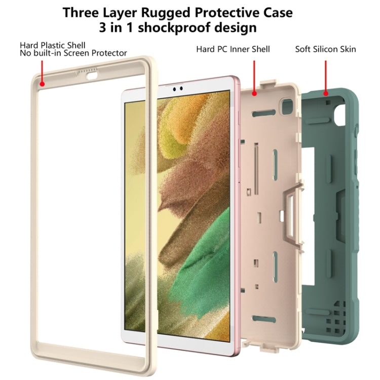 For Samsung Galaxy Tab A7 Lite T220 / T225 (2021) Contrast Color Robot Shockproof Silicone + PC Protective Case with Holder(Matcha Green) by bashfashion