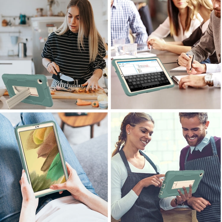 For Samsung Galaxy Tab A7 Lite T220 / T225 (2021) Contrast Color Robot Shockproof Silicone + PC Protective Case with Holder(Matcha Green) by bashfashion