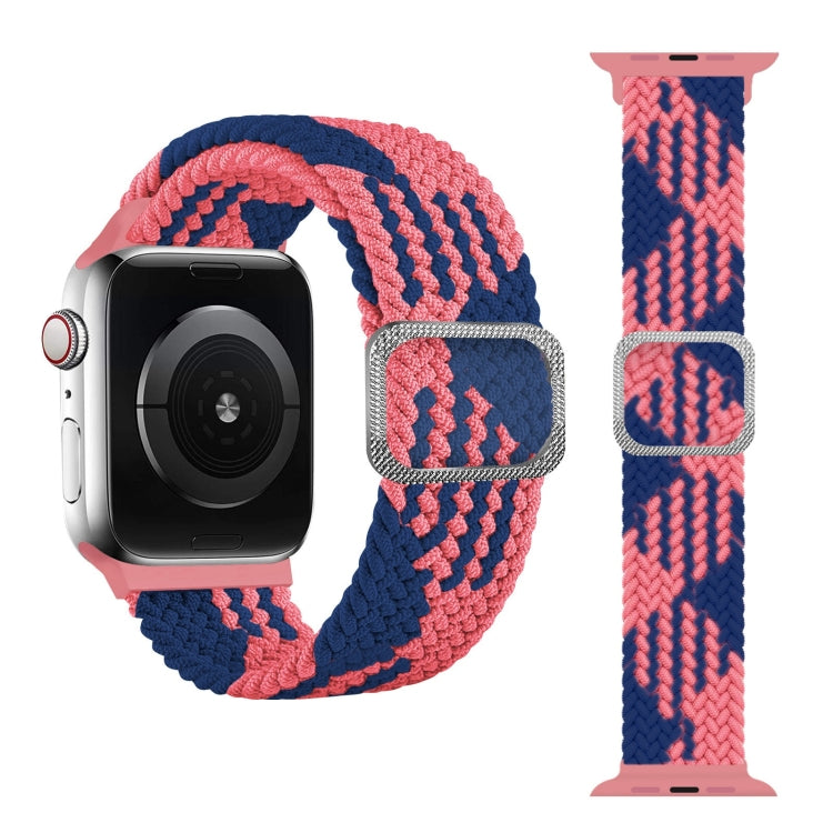 Buckle Braided Elastic Strap Watch Band For Apple Watch Ultra 49mm&Watch Ultra 2 49mm / Series 9&8&7 45mm / SE 3&SE 2&6&SE&5&4 44mm / 3&2&1 42mm(Pink Blue) by bashfashion