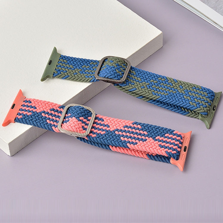 Buckle Braided Elastic Strap Watch Band For Apple Watch Ultra 49mm&Watch Ultra 2 49mm / Series 9&8&7 45mm / SE 3&SE 2&6&SE&5&4 44mm / 3&2&1 42mm(Blue) by bashfashion