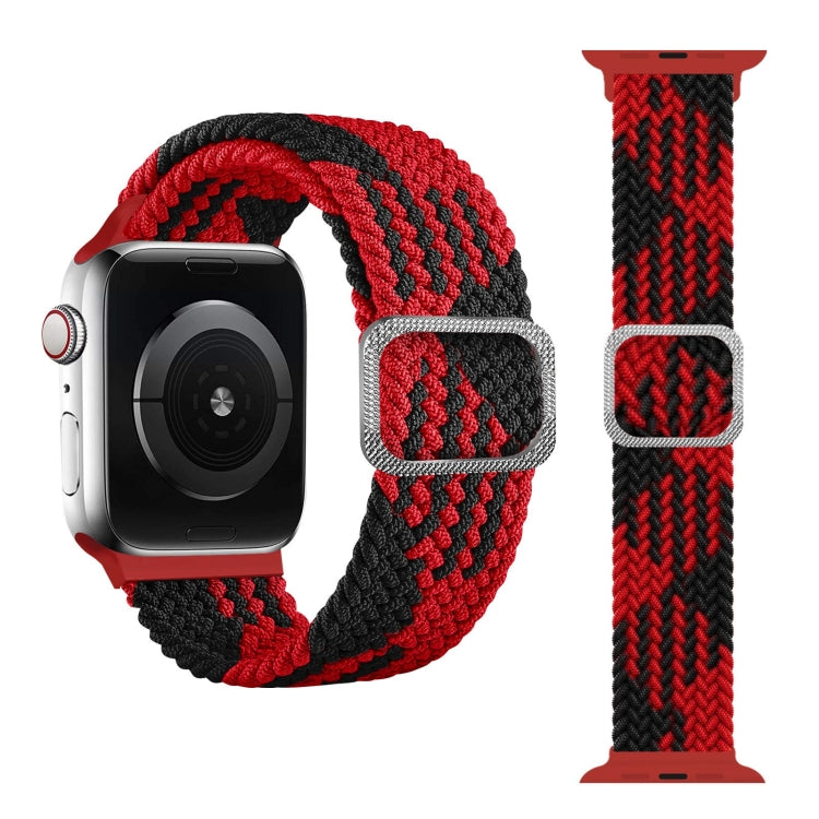 Buckle Braided Elastic Strap Watch Band For Apple Watch Series 7 41mm / 6 & SE & 5 & 4 40mm / 3 & 2 & 1 38mm(Red Between Black) by bashfashion