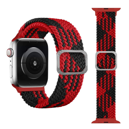 Buckle Braided Elastic Strap Watch Band For Apple Watch Series 7 41mm / 6 & SE & 5 & 4 40mm / 3 & 2 & 1 38mm(Red Between Black) by bashfashion