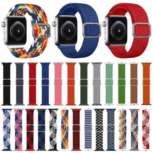 Buckle Braided Elastic Strap Watch Band For Apple Watch Series 7 41mm / 6 & SE & 5 & 4 40mm / 3 & 2 & 1 38mm(Red Between Black) by bashfashion