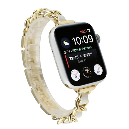 Small Waist Stainless Steel Strap Watch Band For Apple Watch Series 7 41mm / 6 & SE & 5 & 4 40mm / 3 & 2 & 1 38mm(Gold White) by bashfashion