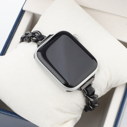 Small Waist Stainless Steel Strap Watch Band For Apple Watch Series 9&8&7 41mm / SE 3&SE 2&6&SE&5&4 40mm / 3&2&1 38mm(Black) by bashfashion