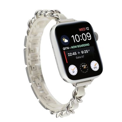 Small Waist Stainless Steel Strap Watch Band For Apple Watch Series 9&8&7 41mm / SE 3&SE 2&6&SE&5&4 40mm / 3&2&1 38mm(Silver White) by bashfashion