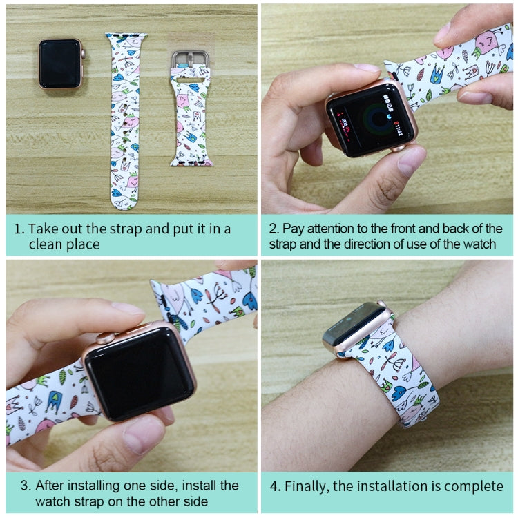 Silicone Printing Integrated Watch Case Watch Band For Apple Watch Series 3 & 2 & 1 38mm(White-haired Leopard) by bashfashion