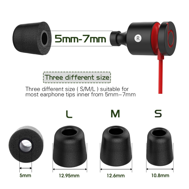 6 Pairs New Bee NB-M1 Slow Rebound Memory Foam Ear Caps with Storage Box, Suitable for 5mm-7mm Earphone Plugs(Black) by New Bee