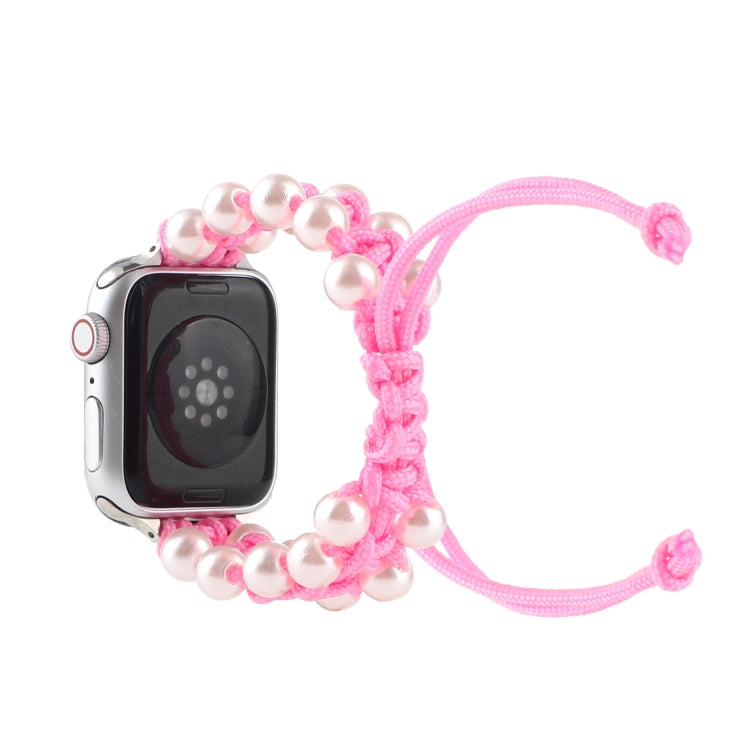 Umbrella Rope Bead Nylon Watch Band For Apple Watch Series 9&8&7 41mm / SE 3&SE 2&6&SE&5&4 40mm / 3&2&1 38mm(Pink) by bashfashion