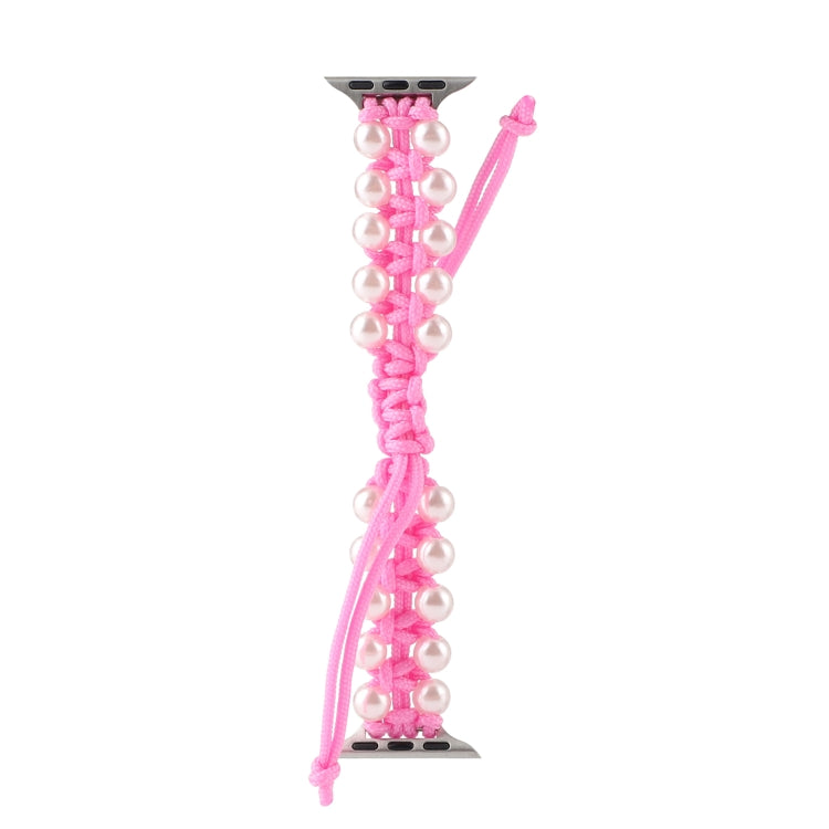 Umbrella Rope Bead Nylon Watch Band For Apple Watch Series 9&8&7 41mm / SE 3&SE 2&6&SE&5&4 40mm / 3&2&1 38mm(Pink) by bashfashion