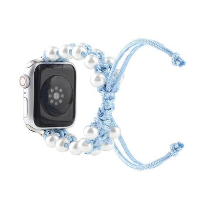 Umbrella Rope Bead Nylon Watch Band For Apple Watch Series 9&8&7 41mm / SE 3&SE 2&6&SE&5&4 40mm / 3&2&1 38mm(Light Blue) by bashfashion