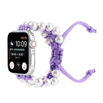Umbrella Rope Bead Nylon Watch Band For Apple Watch Series 9&8&7 41mm / SE 3&SE 2&6&SE&5&4 40mm / 3&2&1 38mm(Purple) by bashfashion