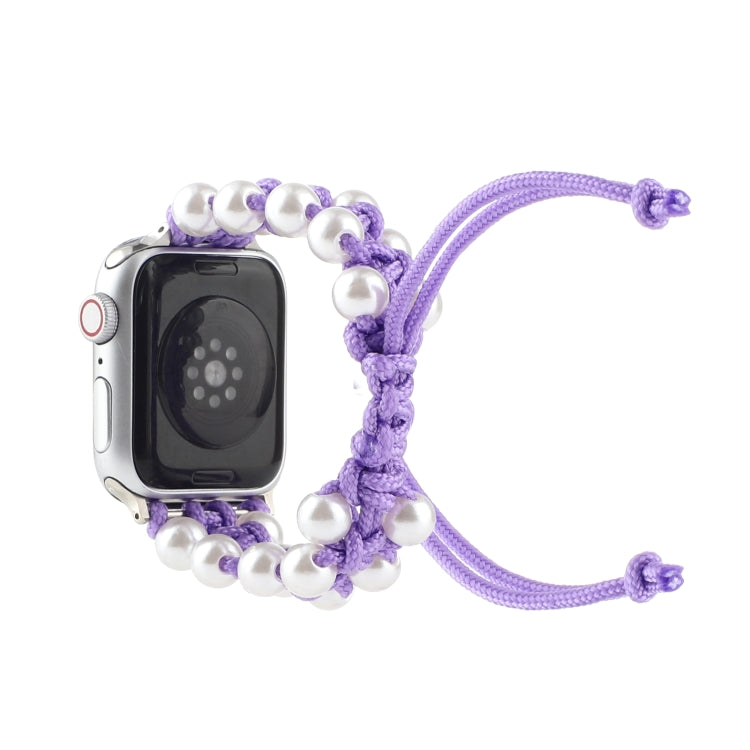Umbrella Rope Bead Nylon Watch Band For Apple Watch Series 9&8&7 41mm / SE 3&SE 2&6&SE&5&4 40mm / 3&2&1 38mm(Purple) by bashfashion