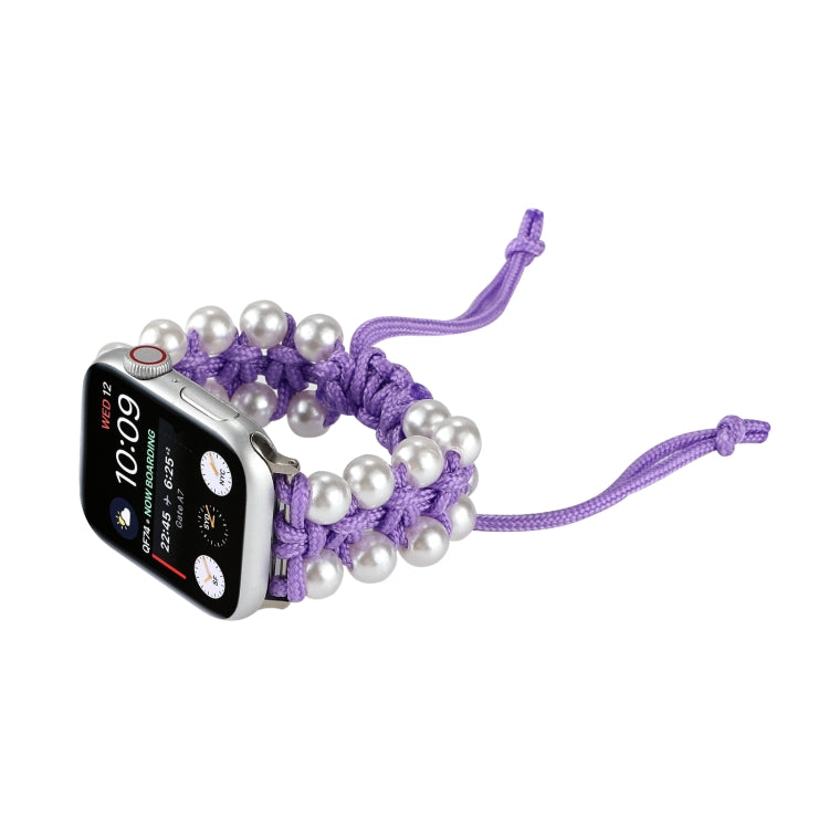 Umbrella Rope Bead Nylon Watch Band For Apple Watch Series 9&8&7 41mm / SE 3&SE 2&6&SE&5&4 40mm / 3&2&1 38mm(Purple) by bashfashion