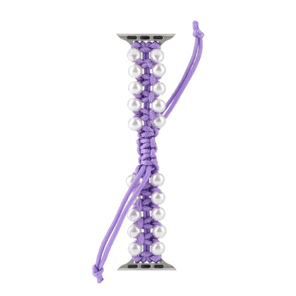 Umbrella Rope Bead Nylon Watch Band For Apple Watch Series 9&8&7 41mm / SE 3&SE 2&6&SE&5&4 40mm / 3&2&1 38mm(Purple) by bashfashion
