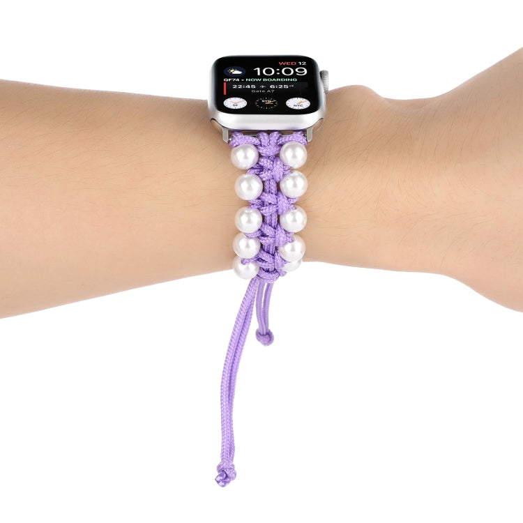 Umbrella Rope Bead Nylon Watch Band For Apple Watch Series 9&8&7 41mm / SE 3&SE 2&6&SE&5&4 40mm / 3&2&1 38mm(Purple) by bashfashion