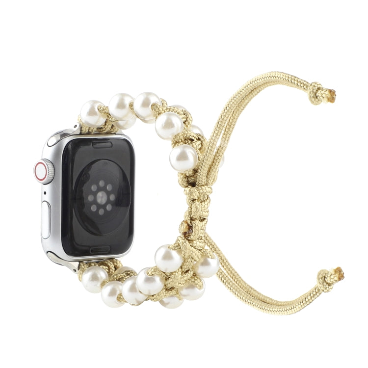 Umbrella Rope Bead Nylon Watch Band For Apple Watch Series 9&8&7 41mm / SE 3&SE 2&6&SE&5&4 40mm / 3&2&1 38mm(Yellow) by bashfashion