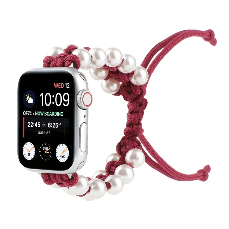 Umbrella Rope Bead Nylon Watch Band For Apple Watch Series 9&8&7 41mm / SE 3&SE 2&6&SE&5&4 40mm / 3&2&1 38mm(Red) by bashfashion