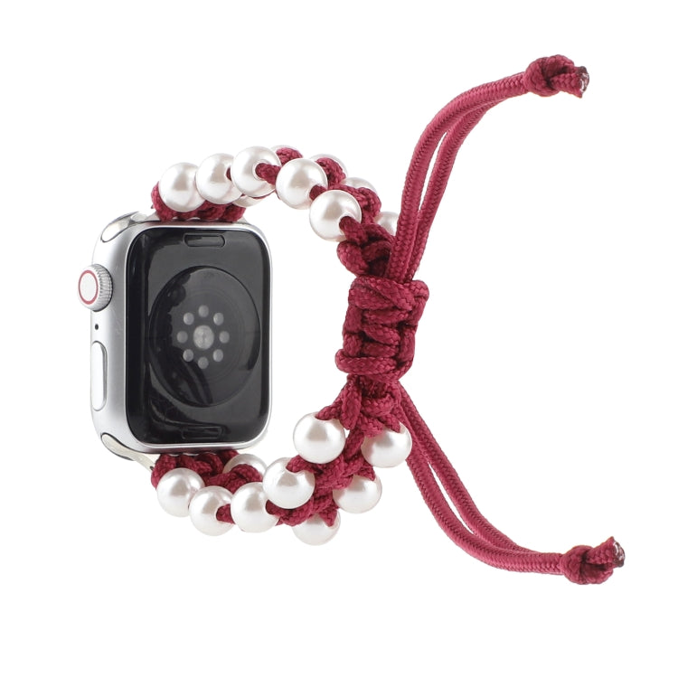 Umbrella Rope Bead Nylon Watch Band For Apple Watch Series 9&8&7 41mm / SE 3&SE 2&6&SE&5&4 40mm / 3&2&1 38mm(Red) by bashfashion