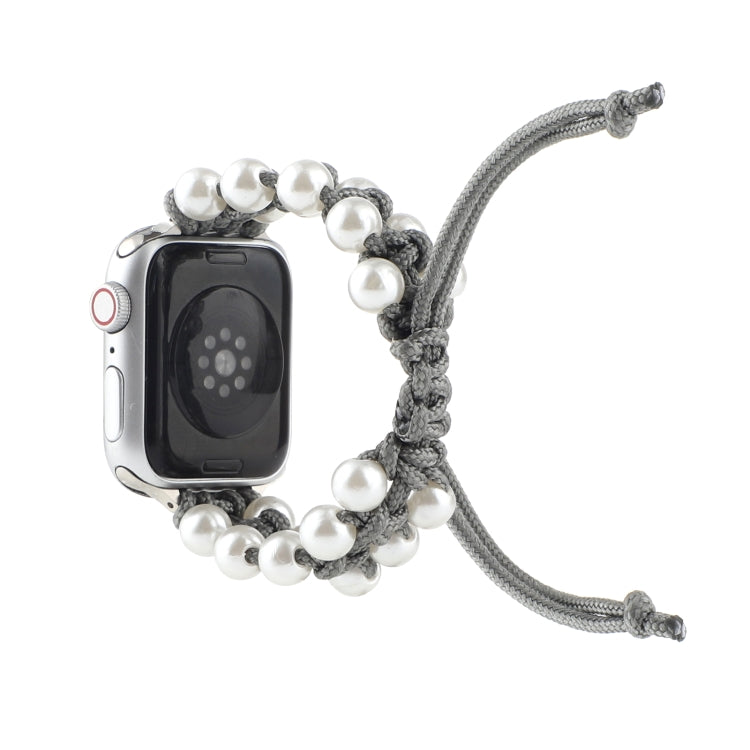 Umbrella Rope Bead Nylon Watch Band For Apple Watch Series 9&8&7 41mm / SE 3&SE 2&6&SE&5&4 40mm / 3&2&1 38mm(Gray) by bashfashion