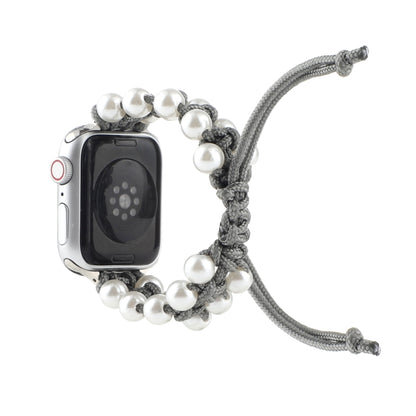 Umbrella Rope Bead Nylon Watch Band For Apple Watch Series 9&8&7 41mm / SE 3&SE 2&6&SE&5&4 40mm / 3&2&1 38mm(Gray) by bashfashion