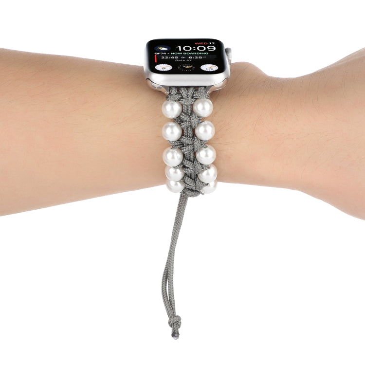 Umbrella Rope Bead Nylon Watch Band For Apple Watch Series 9&8&7 41mm / SE 3&SE 2&6&SE&5&4 40mm / 3&2&1 38mm(Gray) by bashfashion