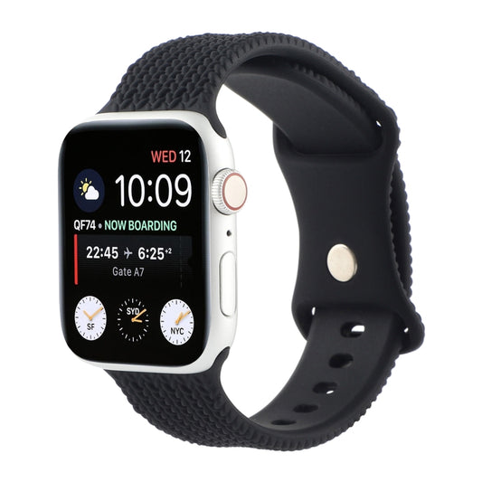 Woven Pattern Figure 8 Buckle Silicone Strap Watch Band For Apple Watch Ultra 49mm&Watch Ultra 2 49mm / Series 9&8&7 45mm / SE 3&SE 2&6&SE&5&4 44mm / 3&2&1 42mm(Black) by bashfashion