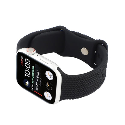 Woven Pattern Figure 8 Buckle Silicone Strap Watch Band For Apple Watch Ultra 49mm&Watch Ultra 2 49mm / Series 9&8&7 45mm / SE 3&SE 2&6&SE&5&4 44mm / 3&2&1 42mm(Black) by bashfashion