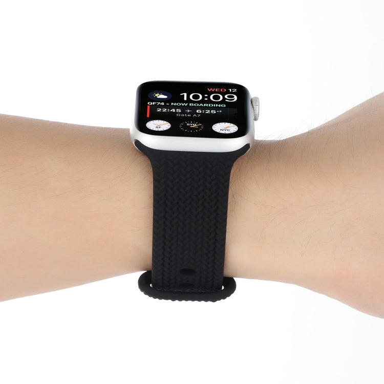Woven Pattern Figure 8 Buckle Silicone Strap Watch Band For Apple Watch Ultra 49mm&Watch Ultra 2 49mm / Series 9&8&7 45mm / SE 3&SE 2&6&SE&5&4 44mm / 3&2&1 42mm(Black) by bashfashion
