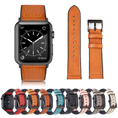 Crazy Horse Texture Leather Watch Band For Apple Watch Series 7 41mm / 6 & SE & 5 & 4 40mm / 3 & 2 & 1 38mm(Pink) by bashfashion