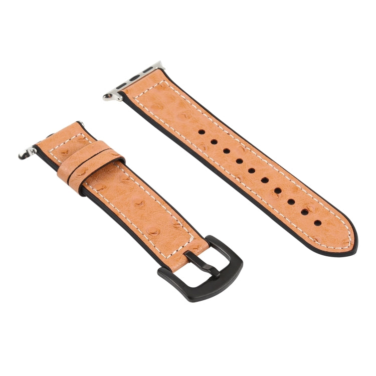 Ostrich Texture Leather Watch Band For Apple Watch Ultra 49mm&Watch Ultra 2 49mm / Series 9&8&7 45mm / SE 3&SE 2&6&SE&5&4 44mm / 3&2&1 42mm(Black) by bashfashion