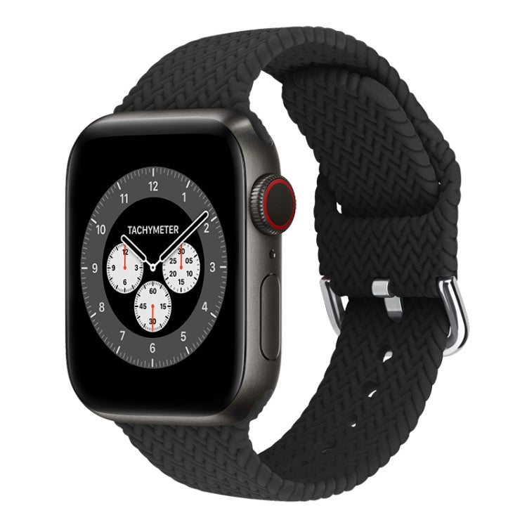 Braided Silicone Watch Band with Buckle For Apple Watch Ultra 49mm&Watch Ultra 2 49mm / Series 9&8&7 45mm / SE 3&SE 2&6&SE&5&4 44mm / 3&2&1 42mm(Black) by bashfashion