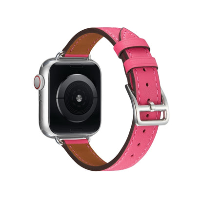 A Style Leather Watch Band Watch Band For Apple Watch Ultra 49mm&Watch Ultra 2 49mm / Series 9&8&7 45mm / SE 3&SE 2&6&SE&5&4 44mm / 3&2&1 42mm(Rose Red) by bashfashion