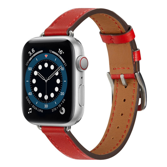 A Style Leather Watch Band Watch Band For Apple Watch Ultra 49mm&Watch Ultra 2 49mm / Series 9&8&7 45mm / SE 3&SE 2&6&SE&5&4 44mm / 3&2&1 42mm(Red) by bashfashion