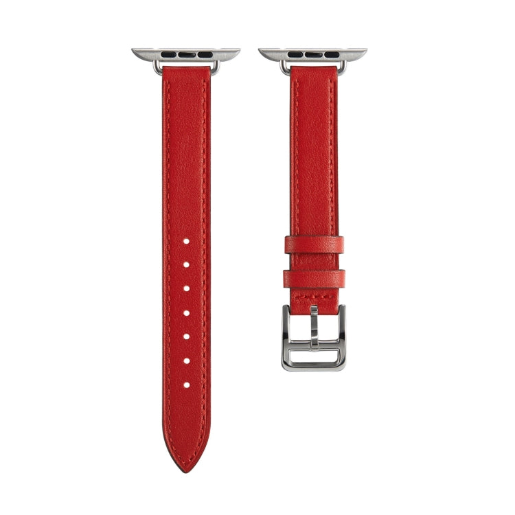 A Style Leather Watch Band Watch Band For Apple Watch Ultra 49mm&Watch Ultra 2 49mm / Series 9&8&7 45mm / SE 3&SE 2&6&SE&5&4 44mm / 3&2&1 42mm(Red) by bashfashion