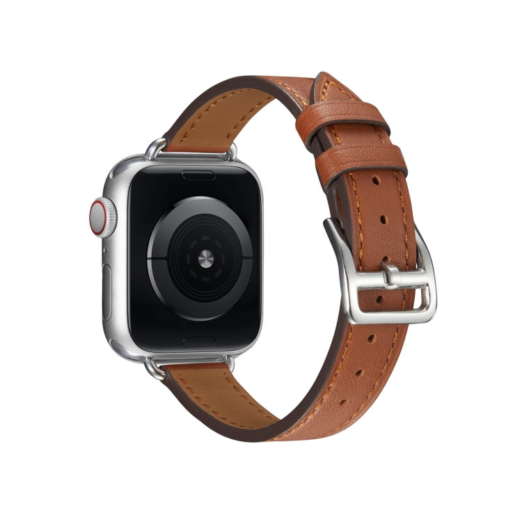 A Style Leather Watch Band Watch Band For Apple Watch Ultra 49mm&Watch Ultra 2 49mm / Series 9&8&7 45mm / SE 3&SE 2&6&SE&5&4 44mm / 3&2&1 42mm(Brown) by bashfashion