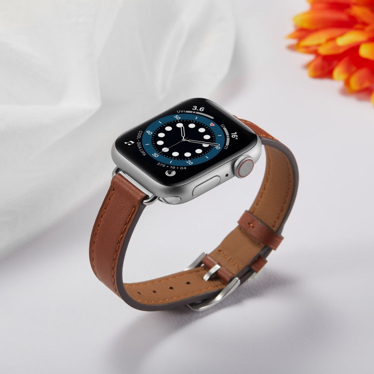 A Style Leather Watch Band Watch Band For Apple Watch Ultra 49mm&Watch Ultra 2 49mm / Series 9&8&7 45mm / SE 3&SE 2&6&SE&5&4 44mm / 3&2&1 42mm(Brown) by bashfashion