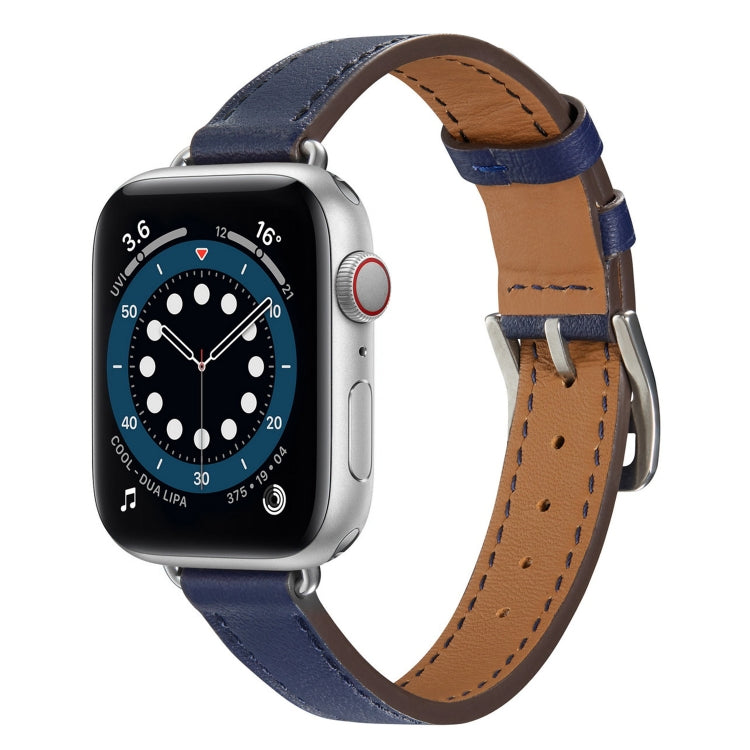 A Style Leather Watch Band Watch Band For Apple Watch Ultra 49mm&Watch Ultra 2 49mm / Series 9&8&7 45mm / SE 3&SE 2&6&SE&5&4 44mm / 3&2&1 42mm(Blue) by bashfashion