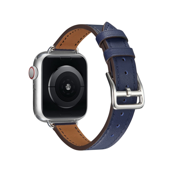 A Style Leather Watch Band Watch Band For Apple Watch Ultra 49mm&Watch Ultra 2 49mm / Series 9&8&7 45mm / SE 3&SE 2&6&SE&5&4 44mm / 3&2&1 42mm(Blue) by bashfashion