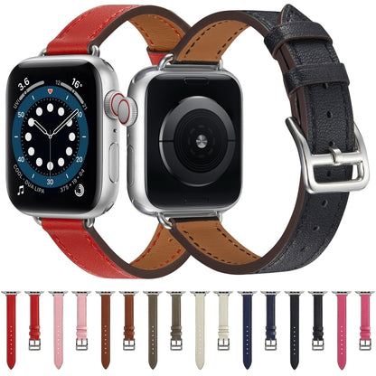 A Style Leather Watch Band Watch Band For Apple Watch Ultra 49mm&Watch Ultra 2 49mm / Series 9&8&7 45mm / SE 3&SE 2&6&SE&5&4 44mm / 3&2&1 42mm(Blue) by bashfashion