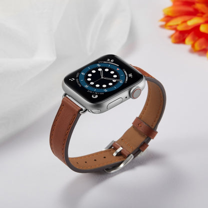A Style Leather Watch Band Watch Band For Apple Watch Series 9&8&7 41mm / SE 3&SE 2&6&SE&5&4 40mm / 3&2&1 38mm(Brown) by bashfashion