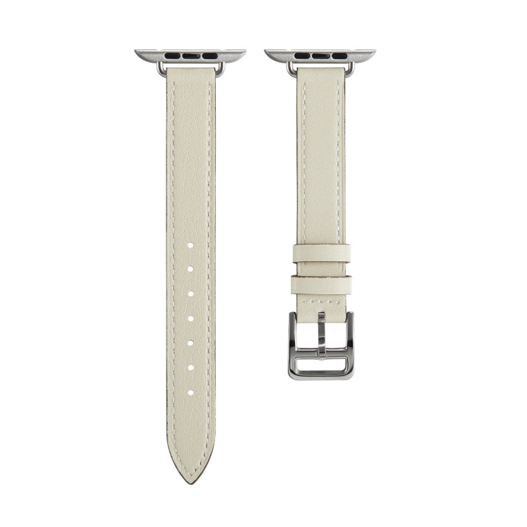 A Style Leather Watch Band Watch Band For Apple Watch Series 9&8&7 41mm / SE 3&SE 2&6&SE&5&4 40mm / 3&2&1 38mm(White) by bashfashion
