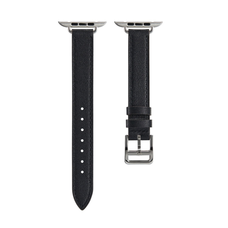 A Style Leather Watch Band Watch Band For Apple Watch Series 9&8&7 41mm / SE 3&SE 2&6&SE&5&4 40mm / 3&2&1 38mm(Black) by bashfashion
