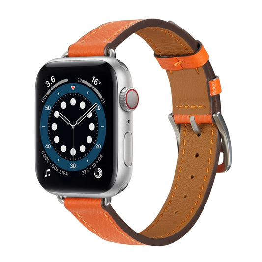 B Style Leather Watch Band Watch Band For Apple Watch Series 9&8&7 41mm / SE 3&SE 2&6&SE&5&4 40mm / 3&2&1 38mm(Orange) by bashfashion