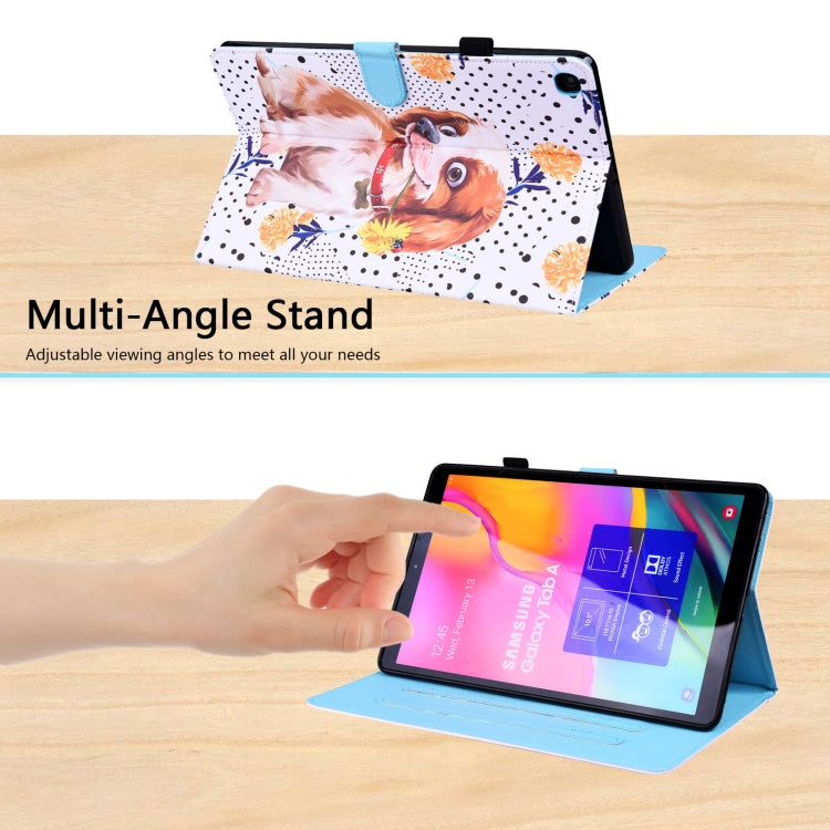 For Samsung Galaxy Tab A 10.1 2019 SM-T515 / SM-T510 Animal Pattern Horizontal Flip Leather Case with Holder & Card Slots & Photo Frame(Little Flower Dog) by bashfashion