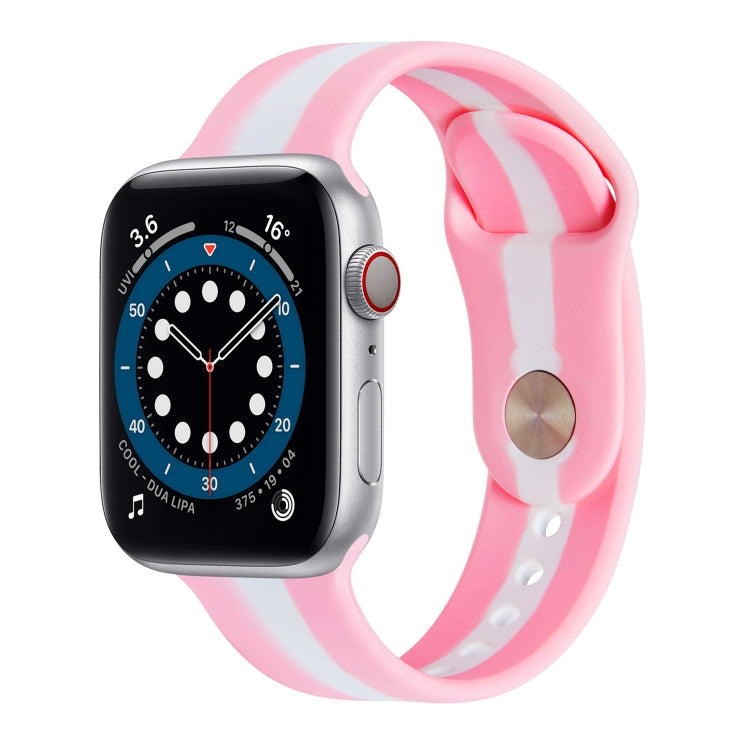 Secondary Color Silicone Watch Band For Apple Watch Ultra 49mm&Watch Ultra 2 49mm / Series 9&8&7 45mm / SE 3&SE 2&6&SE&5&4 44mm / 3&2&1 42mm(Pink) by bashfashion