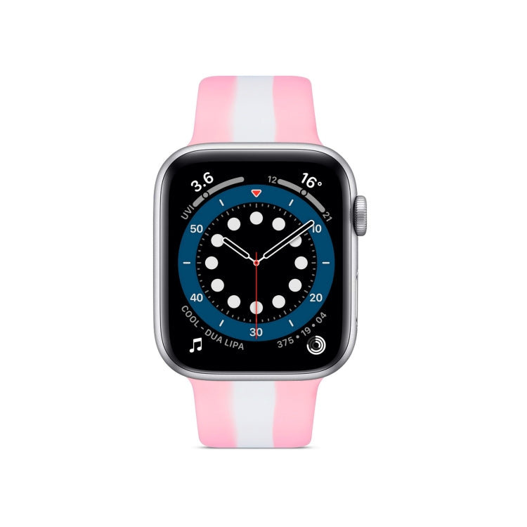 Secondary Color Silicone Watch Band For Apple Watch Ultra 49mm&Watch Ultra 2 49mm / Series 9&8&7 45mm / SE 3&SE 2&6&SE&5&4 44mm / 3&2&1 42mm(Pink) by bashfashion