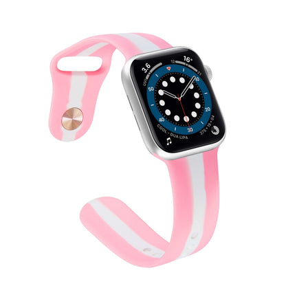 Secondary Color Silicone Watch Band For Apple Watch Ultra 49mm&Watch Ultra 2 49mm / Series 9&8&7 45mm / SE 3&SE 2&6&SE&5&4 44mm / 3&2&1 42mm(Pink) by bashfashion