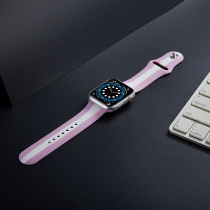 Secondary Color Silicone Watch Band For Apple Watch Series 9&8&7 41mm / SE 3&SE 2&6&SE&5&4 40mm / 3&2&1 38mm(Purple) by bashfashion