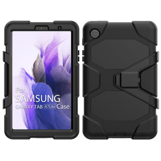 For Samsung Galaxy A7 Lite 8.7 2021 T220 / T225 Shockproof Colorful Silicon + PC Protective Case with Holder & Pen Slot(Black) by bashfashion